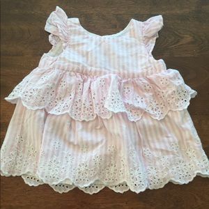 Baby Gap eyelet flutter top pink dress size 0-3